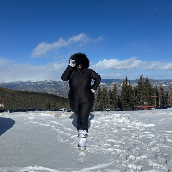 ASOS Plus Size Black Snowsuit w/ Fur Hood - Picture 4 of 5